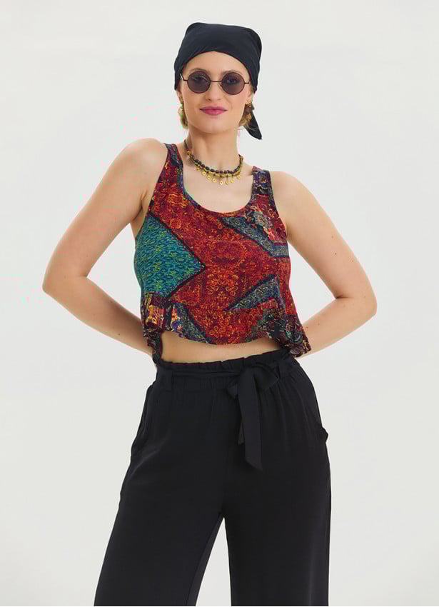 Thick Strap Asymmetric Cut Black Authentic Blouse 4634